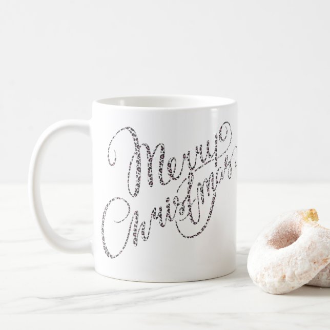 Taza De Café Feliz Navidad - Alfombra impresa de leopardo rosa (Con donut)