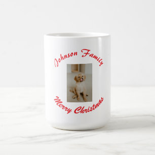 Taza De Café feliz navidad apellido familia roja mascota foto a
