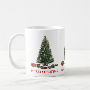 Taza De Café Feliz Navidad. Árbol (diseño 1) con regalos
