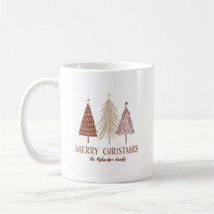 Taza De Café Feliz Navidad Árboles Nieve Navidad Personalizado