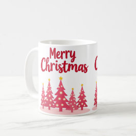 Taza De Café Feliz Navidad Árboles rosas Mug festivo
