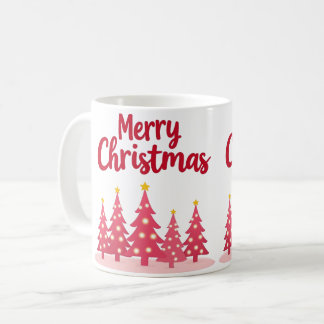 Taza De Café Feliz Navidad Árboles rosas Mug festivo