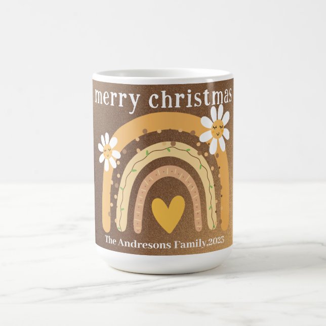 Taza De Café Feliz Navidad Arcoiris personalizado (Centro)