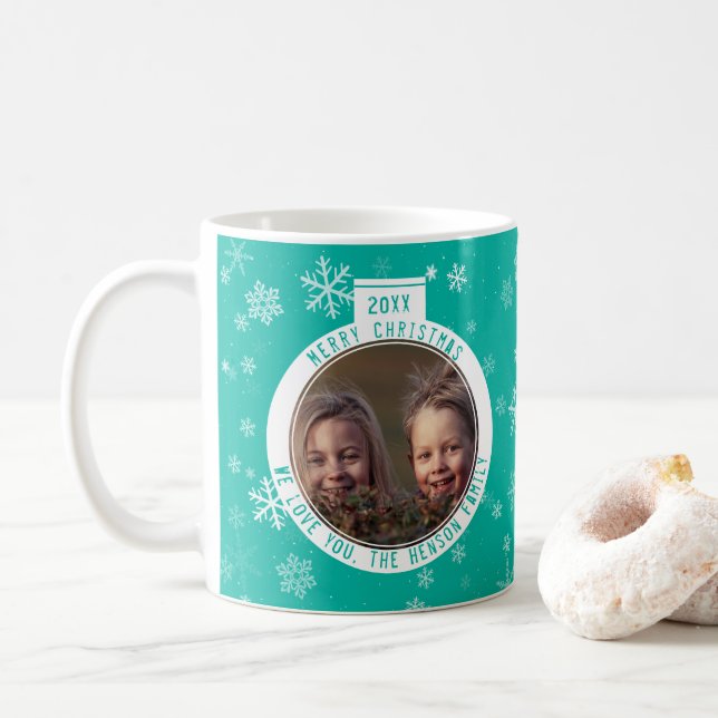 Taza De Café Feliz Navidad Ball Nochebuena Noche Verde Festivid (Con donut)