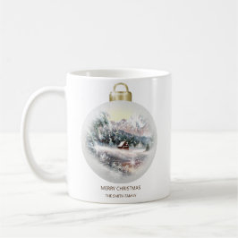 Taza De Café Feliz Navidad Bauble Ornamet Mountain Snow