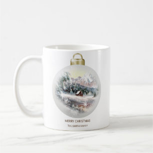 Taza De Café Feliz Navidad Bauble Ornamet Mountain Snow