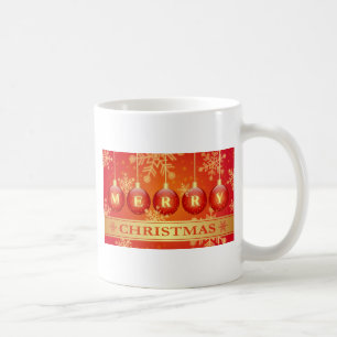 Taza De Café Feliz Navidad Baubles Ornamentos de oro rojo