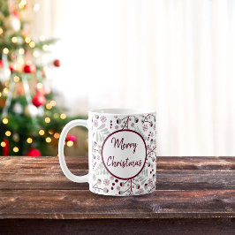 Taza De Café Feliz Navidad Bayas Rojas