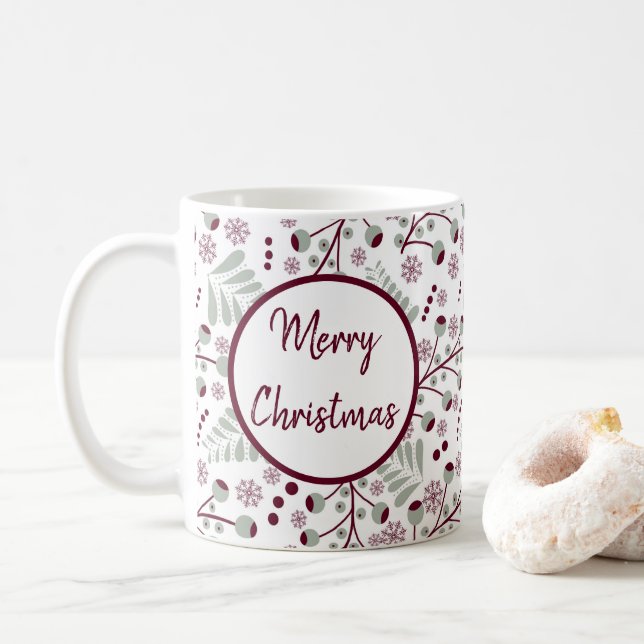 Taza De Café Feliz Navidad Berries Rojos (Con donut)