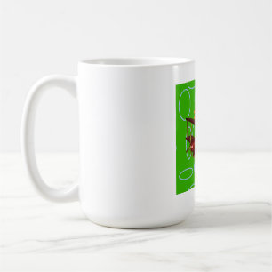 Taza De Café Feliz Navidad Biplano Rojo en Círculos Verdes