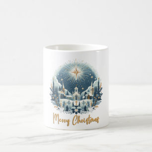 Taza De Café Feliz Navidad Blue & Gold Mug