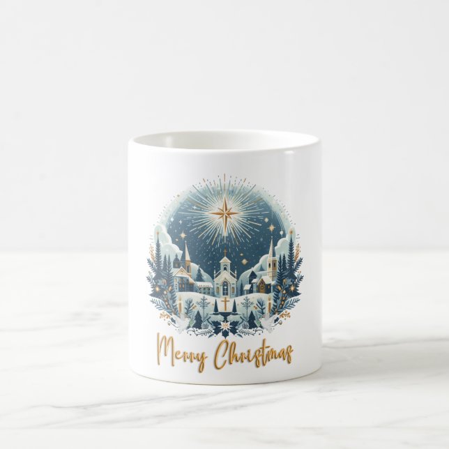Taza De Café Feliz Navidad Blue & Gold Mug (Centro)