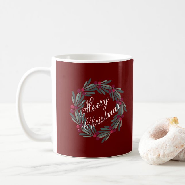 Taza De Café Feliz Navidad Bonito de la Guerra Roja (Con donut)
