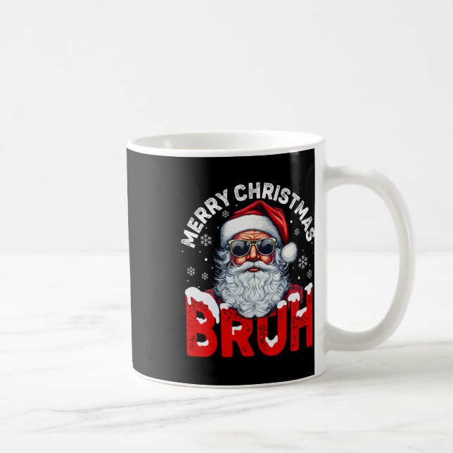 Taza De Café Feliz Navidad Bruh Funny Santa Claus Retro Hombres (Derecha)