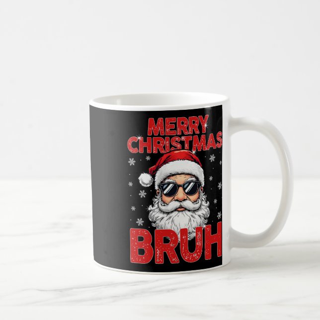 Taza De Café Feliz Navidad Bruh Funny Santa Claus Retro Hombres (Derecha)