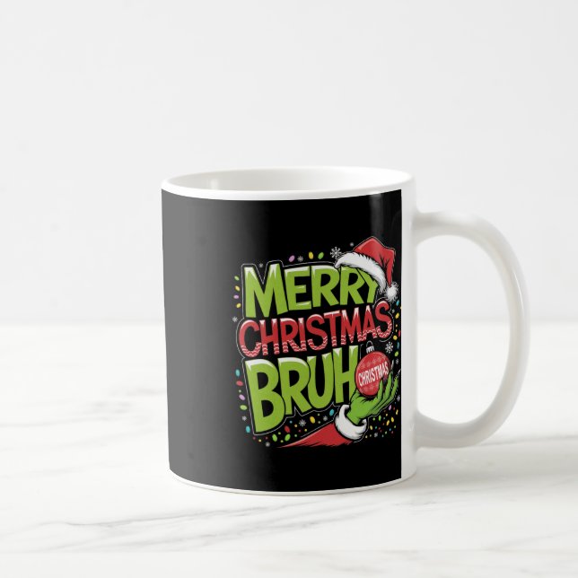 Taza De Café Feliz Navidad Bruma Mano Verde Santa Hat Navidad F (Derecha)