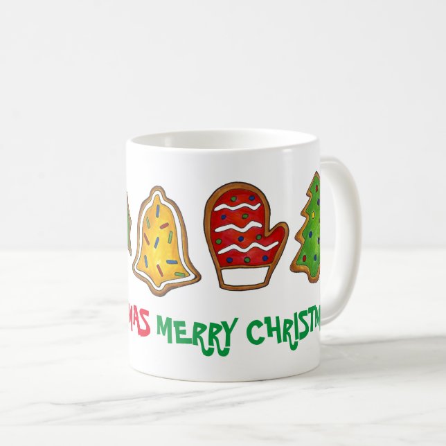 Taza De Café Feliz Navidad Campana Snowman Mitten Tree Cookie (Anverso derecho)