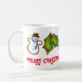 Taza De Café Feliz Navidad Campana Snowman Mitten Tree Cookie