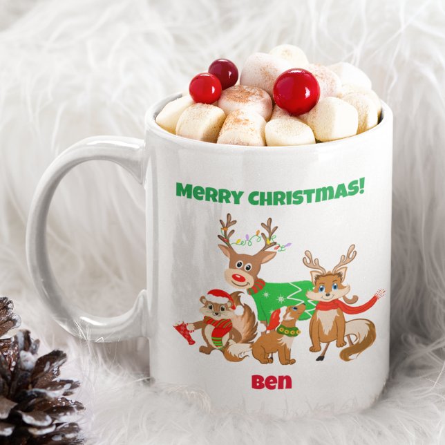 Taza De Café Feliz Navidad! Cervantes, zorros y chipmunk (Subido por el creador)