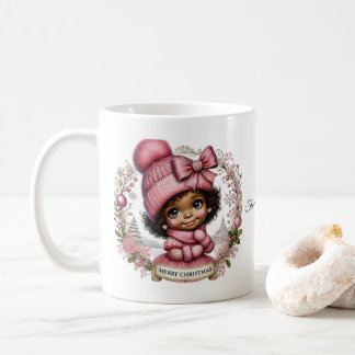Taza De Café Feliz Navidad-Chica afroamericano Mug