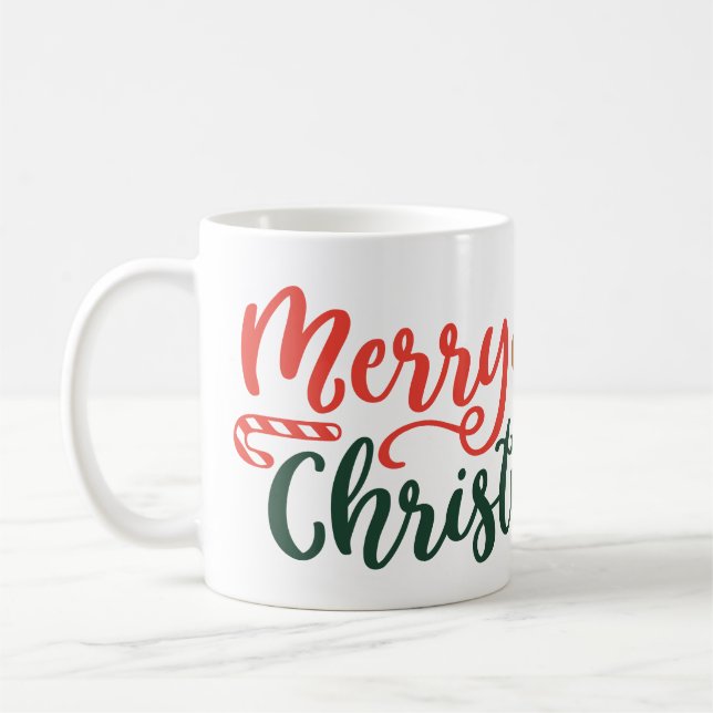 Taza De Café Feliz Navidad con Candy Cane Mug - Navidad festiva (Izquierda)