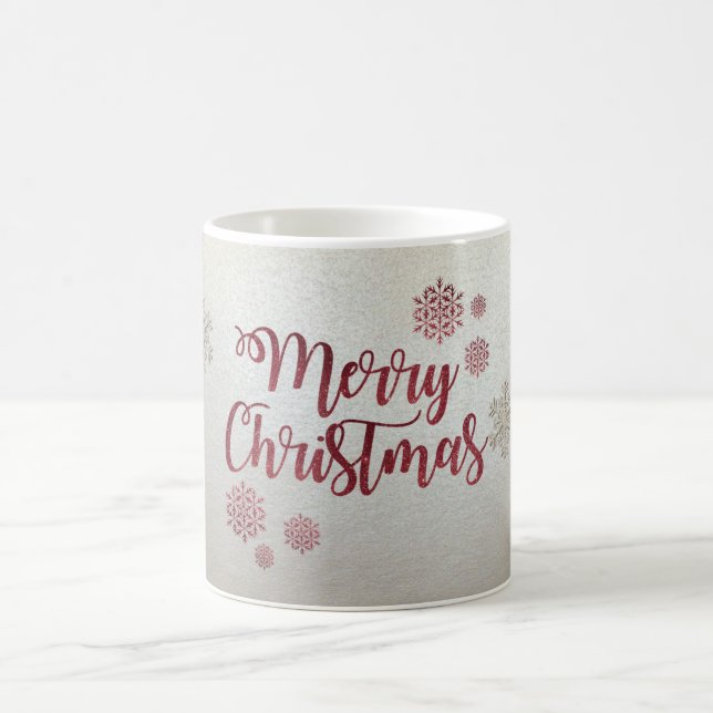 Taza De Café Feliz Navidad, copos de nieve (Centro)