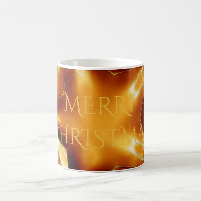Taza De Café Feliz Navidad Copper Gold Shiny Star (Centro)