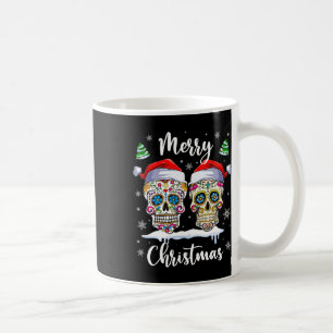 Taza De Café Feliz Navidad Cráneo de Azúcar Santa Hat Family Xm