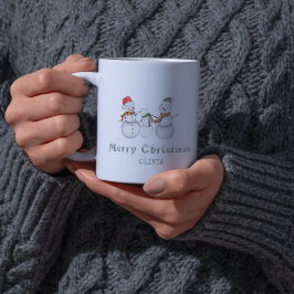 Taza De Café Feliz Navidad - Cuidada familia de hombres de niev