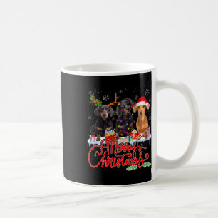Taza De Café Feliz Navidad Dachshund Perros Santa Reindeer Ligh