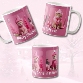 Taza De Café Feliz Navidad de los gatos Festividades rosas