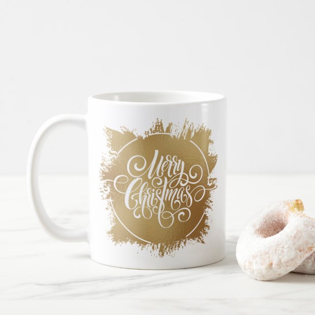 Taza De Café Feliz Navidad de Oro (Con donut)