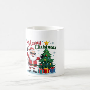 Taza De Café Feliz Navidad   Diseño de árbol y Santa