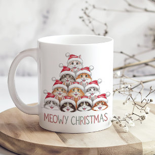 Taza De Café Feliz Navidad Divertidos Gatos Apilados – Navidade