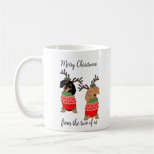 Taza De Café Feliz Navidad Dos Dachshunds Adornados