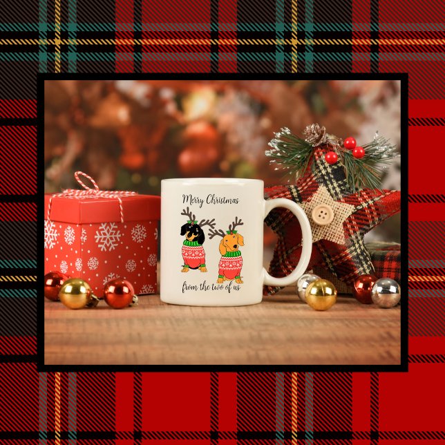 Taza De Café Feliz Navidad Dos Decorados Dachshunds (Subido por el creador)