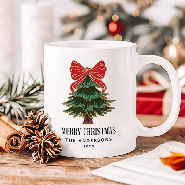 Taza De Café Feliz Navidad en familia de árboles navideños (Subido por el creador)