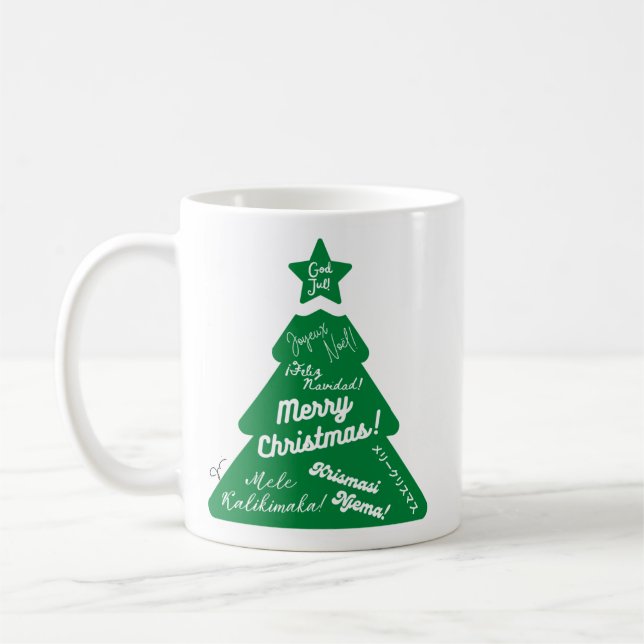 Taza De Café Feliz Navidad en muchos idiomas Mug (Izquierda)