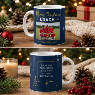 Taza De Café Feliz Navidad Entrenador Foto Personalizada del Eq