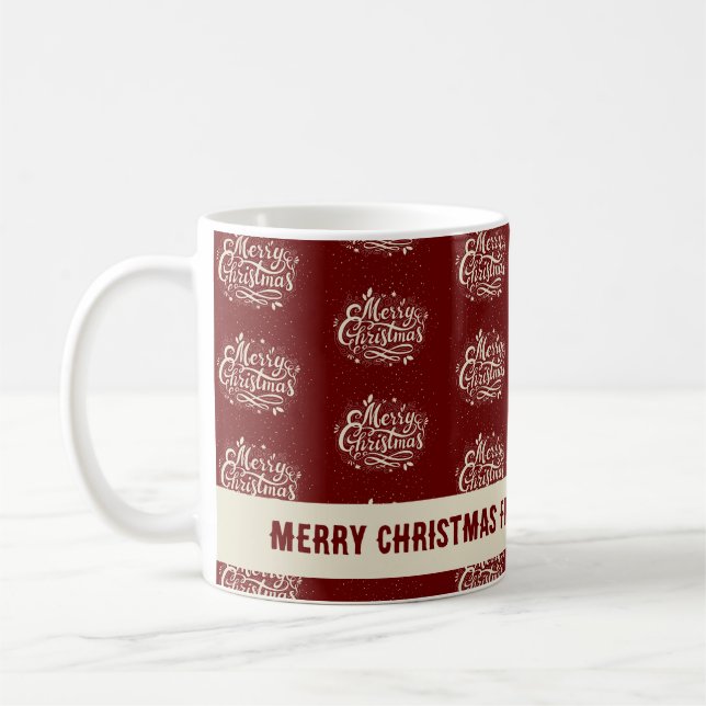 Taza De Café Feliz Navidad Familia Saludos Café Mug (Izquierda)