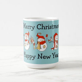 Taza De Café Feliz Navidad Feliz Año Nuevo Snowmen