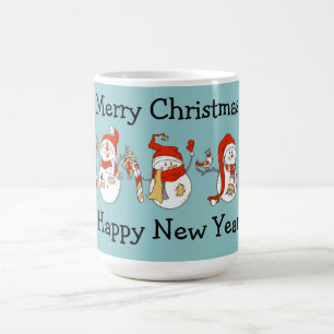 Taza De Café Feliz Navidad Feliz Año Nuevo Snowmen