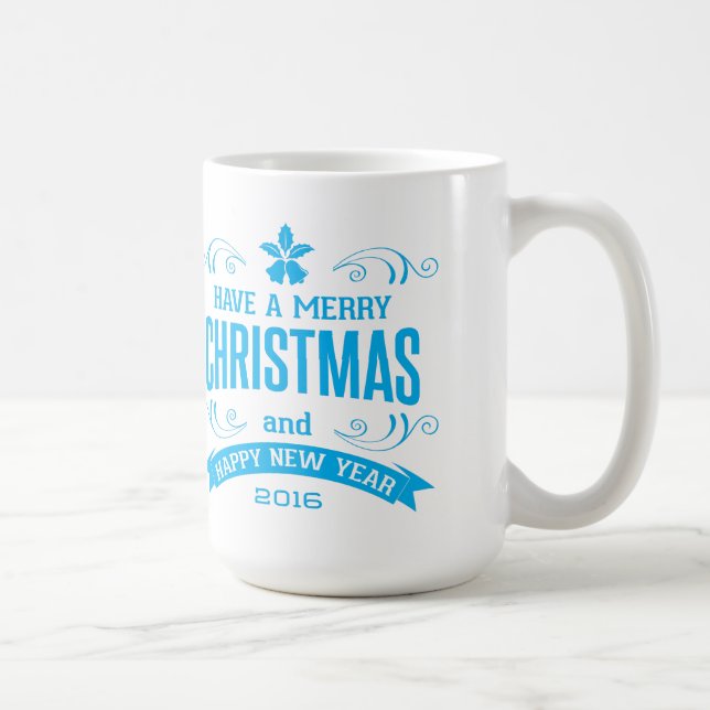 Taza De Café Feliz Navidad Feliz Año Nuevo Tipografía (Derecha)