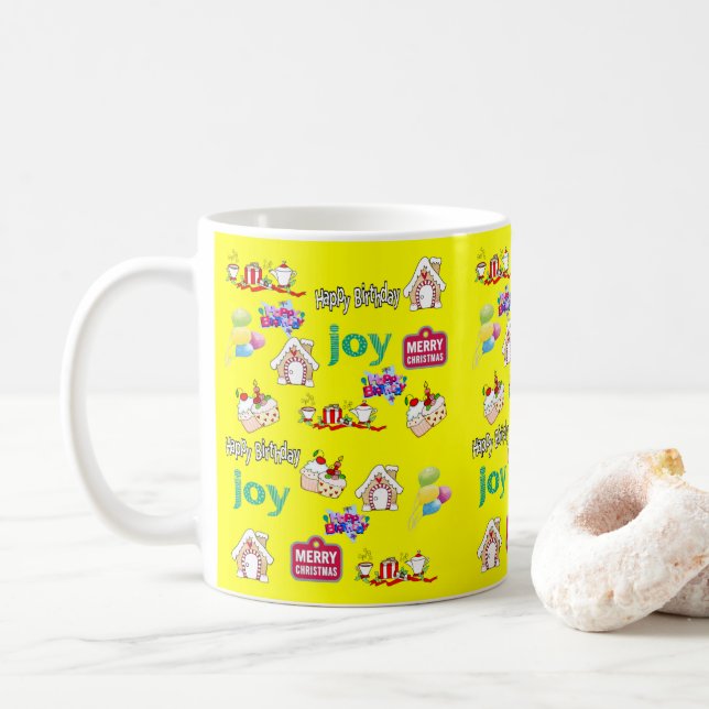 Taza De Café Feliz Navidad Feliz cumpleaños Mug (Con donut)