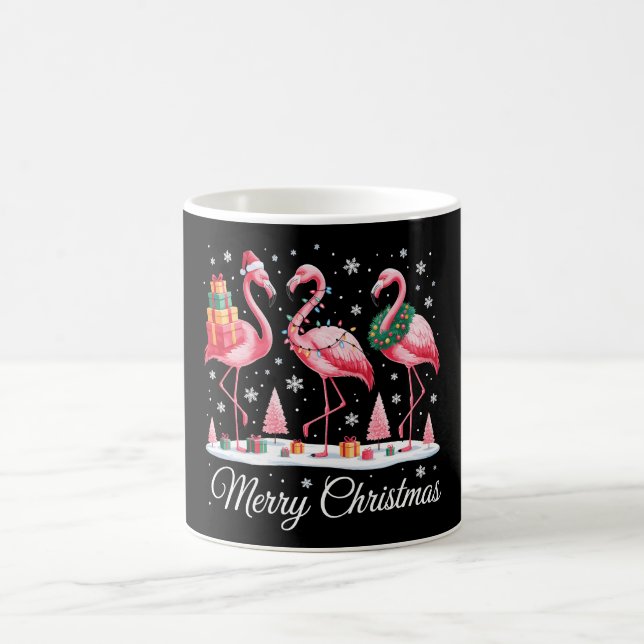 Taza De Café Feliz Navidad Flamingo Light Santa Hat Xmas (Centro)