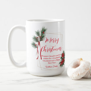 Taza De Café Feliz Navidad Floral Verde Invernal