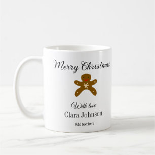 Taza De Café Feliz Navidad galletas marrón agregar nombre con a