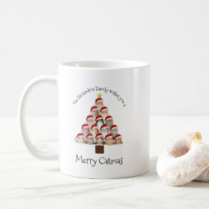 Taza De Café Feliz Navidad Gatuna Personalizada Familia Navidad