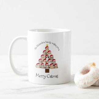 Taza De Café Feliz Navidad Gatuna Personalizada Familia Navidad