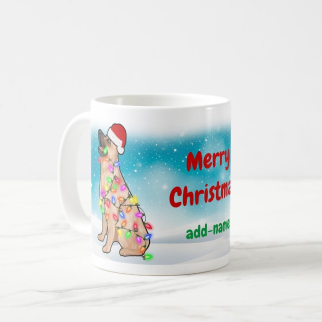 Taza De Café Feliz Navidad Germen Shepherd Santa Hat Cute (Anverso izquierdo)